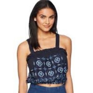 Free People Love Life Bubble Top - Navy Blue